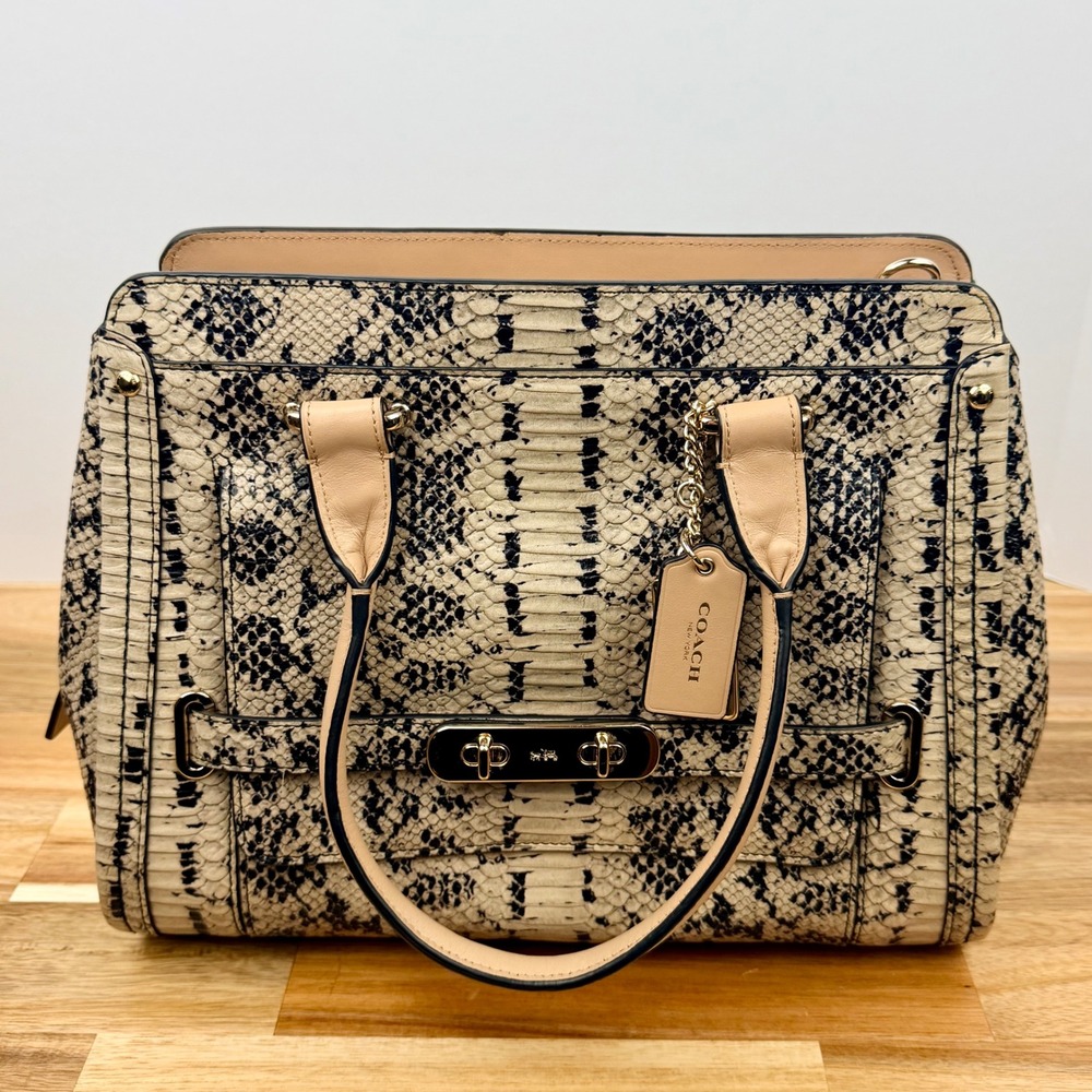Coach Swagger Exotic Python Snake Leather Satchel… - image 1
